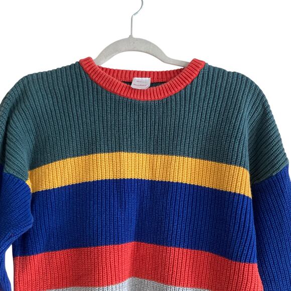 Kids Hanna Anderson Red Green Striped Cotton Knit Kidcore Colorful Sweater Sz 12 - Picture 7 of 16